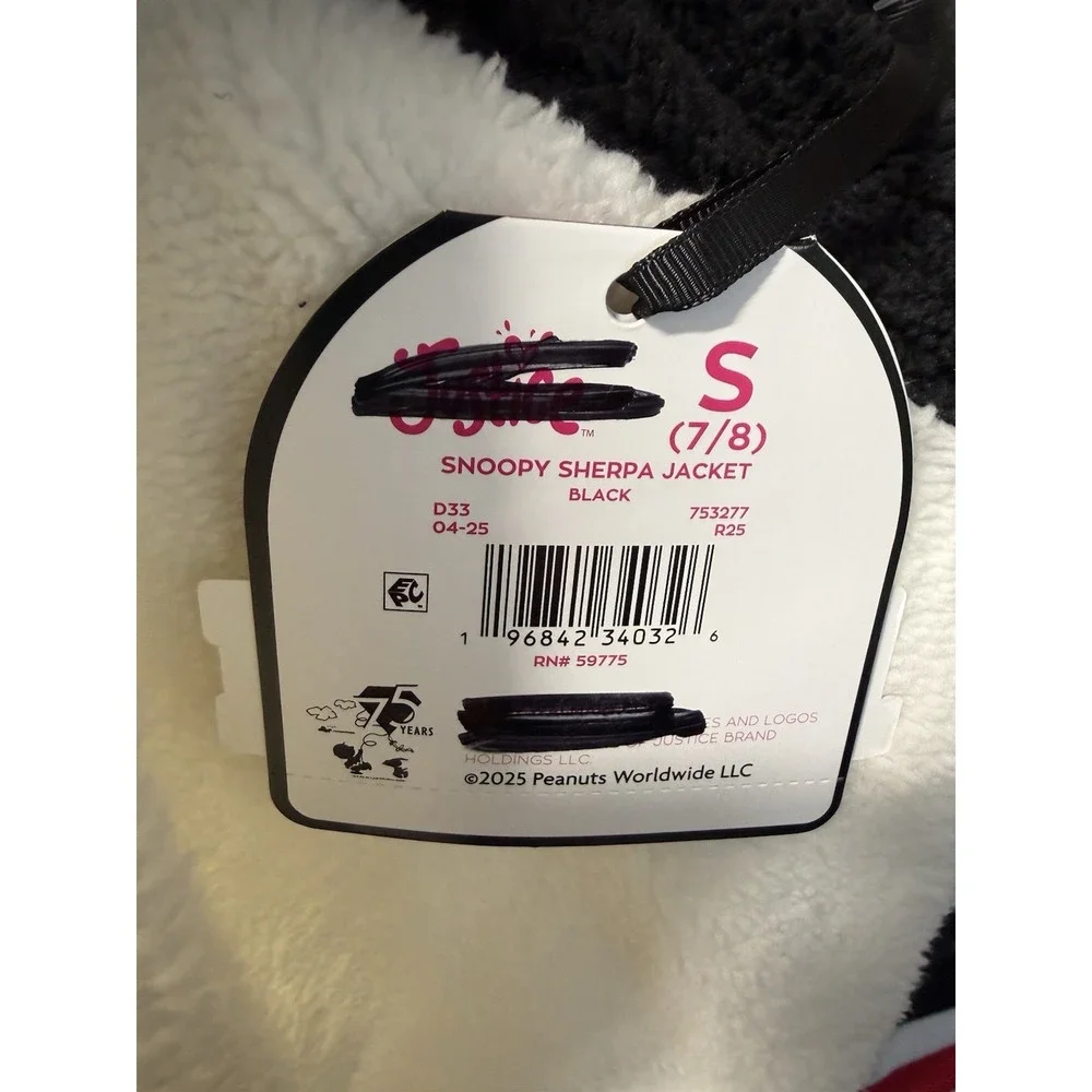 Girls Justice Peanuts Snoopy Jacket NWT Size Small 7-8